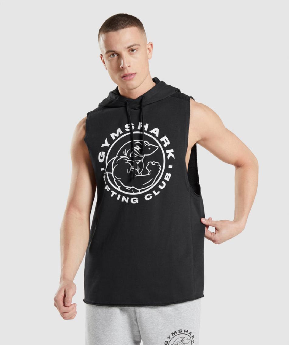 Gymshark Legacy Drop Arm Muške Majica S Kapuljačom Crne | HR 2697FDN